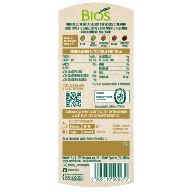 Olio Extra Vergine di Oliva Bios - 1 Litro