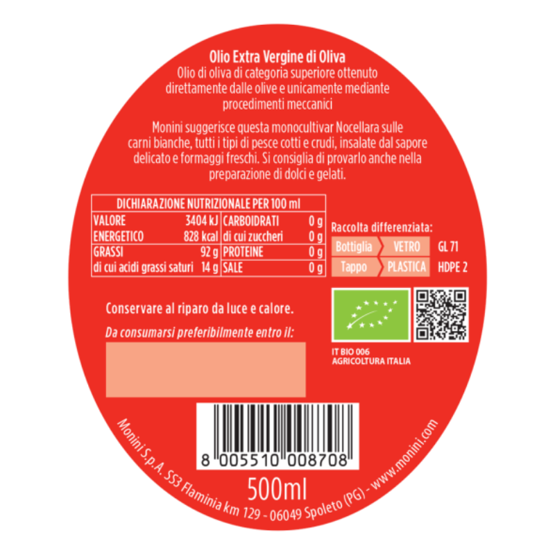 Olio Extra Vergine di Oliva Monocultivar Nocellara - 1 Litro